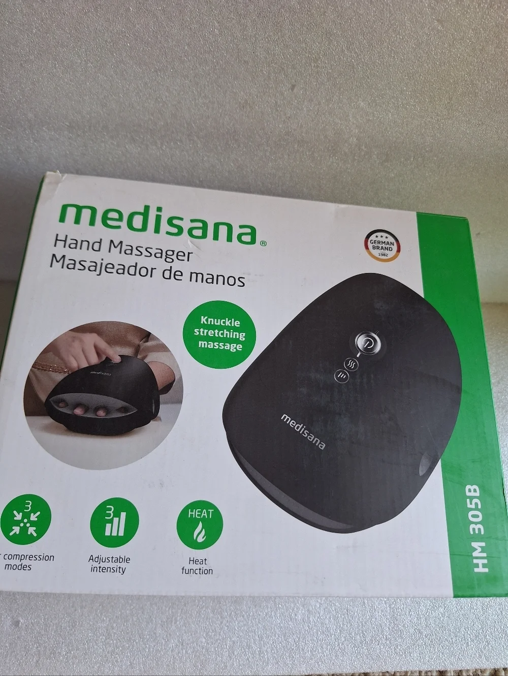 Medisana HM 305B Wireless Hand Massager with Heat & Compression - Like New!